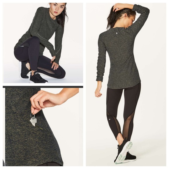 Lululemon Extra Mile Long Sleeve Top Size 4 Thumb Holes Zip Pocket Rulu Material - Picture 1 of 16
